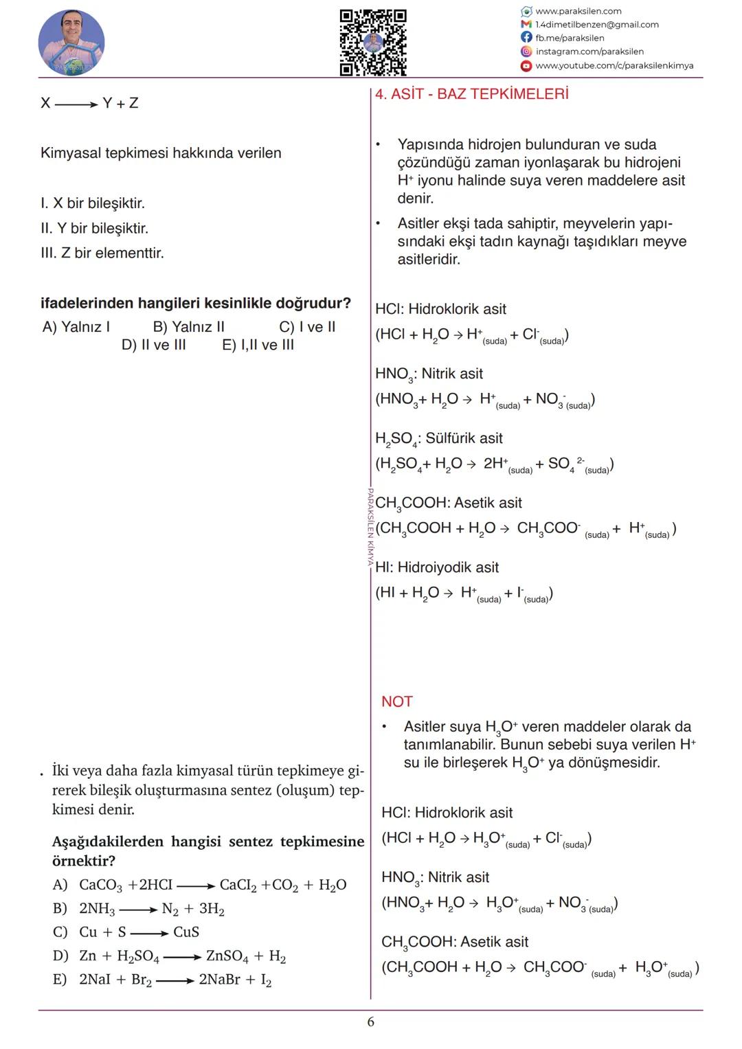 TYT
KİMYASAL
TEPKİME
TÜRLERİ
PX
PARAKSILEN
twitch
Paraksilen Kimya
► Paraksilen Kimya
www.paraksilen.com SON 10 YILIN ANALİZİ
05
2
1
TYT - K