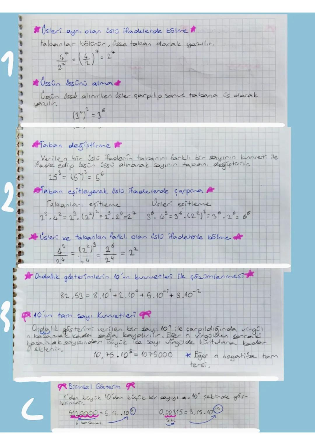 # ÜSLÜ İFADELER
Tam Sayıların Pozitif Kuvveti R
* Tam sayıların pozitif kuvvetleri alınırken üs, tabandaki sa-
yının kaç defa yan yana yo