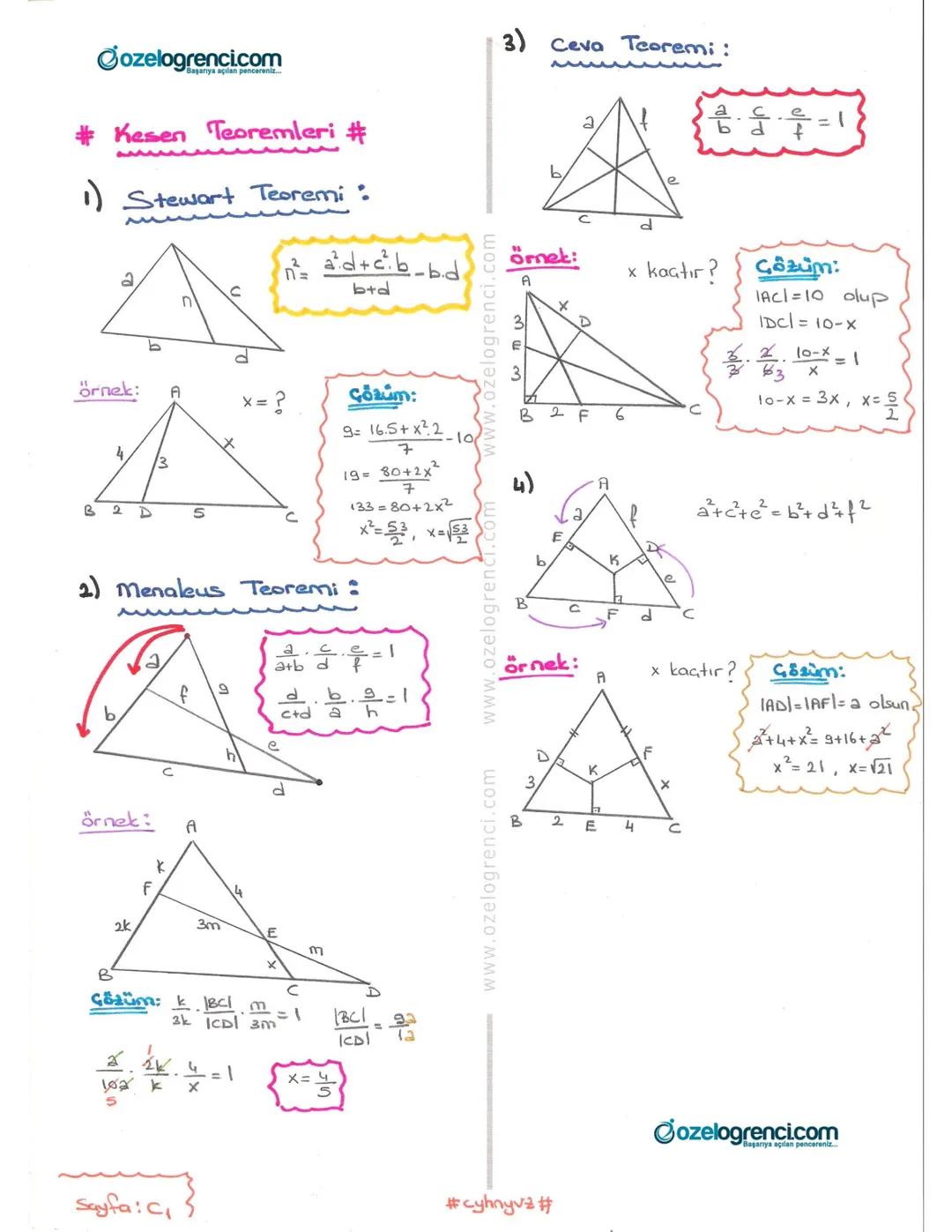 @ozelogrencicom
Özellikler:
(b-a)k
(c-blk
rantılı Doğru Tarçaları
1) Thales Teoremi :
$
\frac{a}{b} = \frac{c}{d}
$
Örnek:
x= ?
Örn