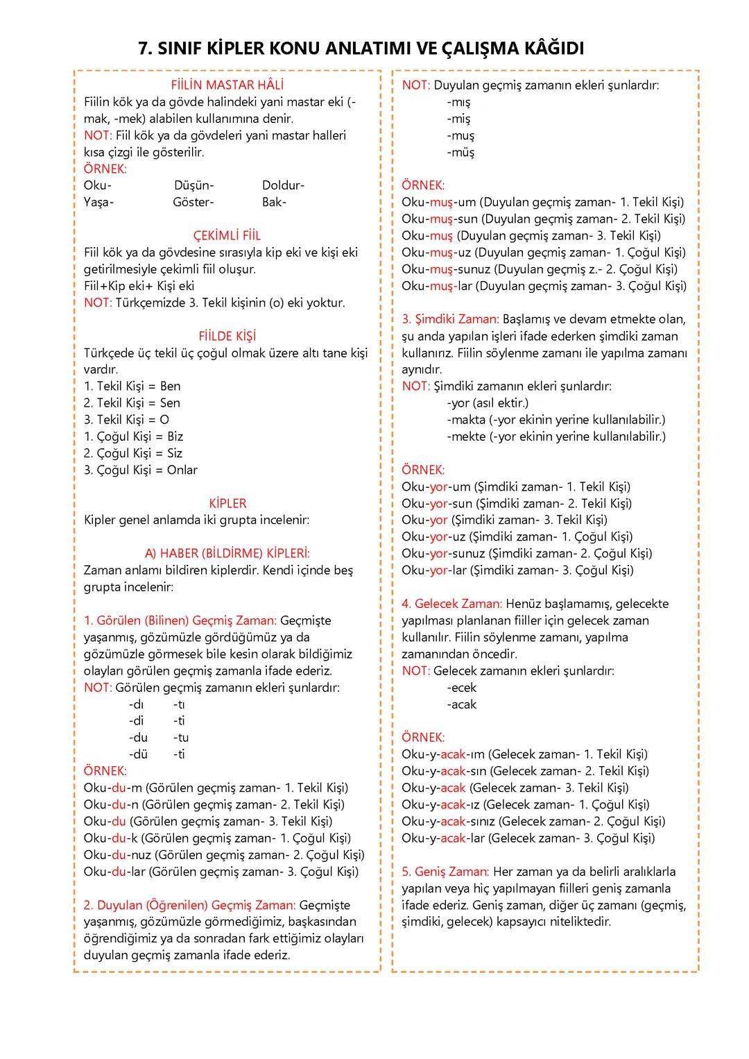 Türkçe kipler fiiller