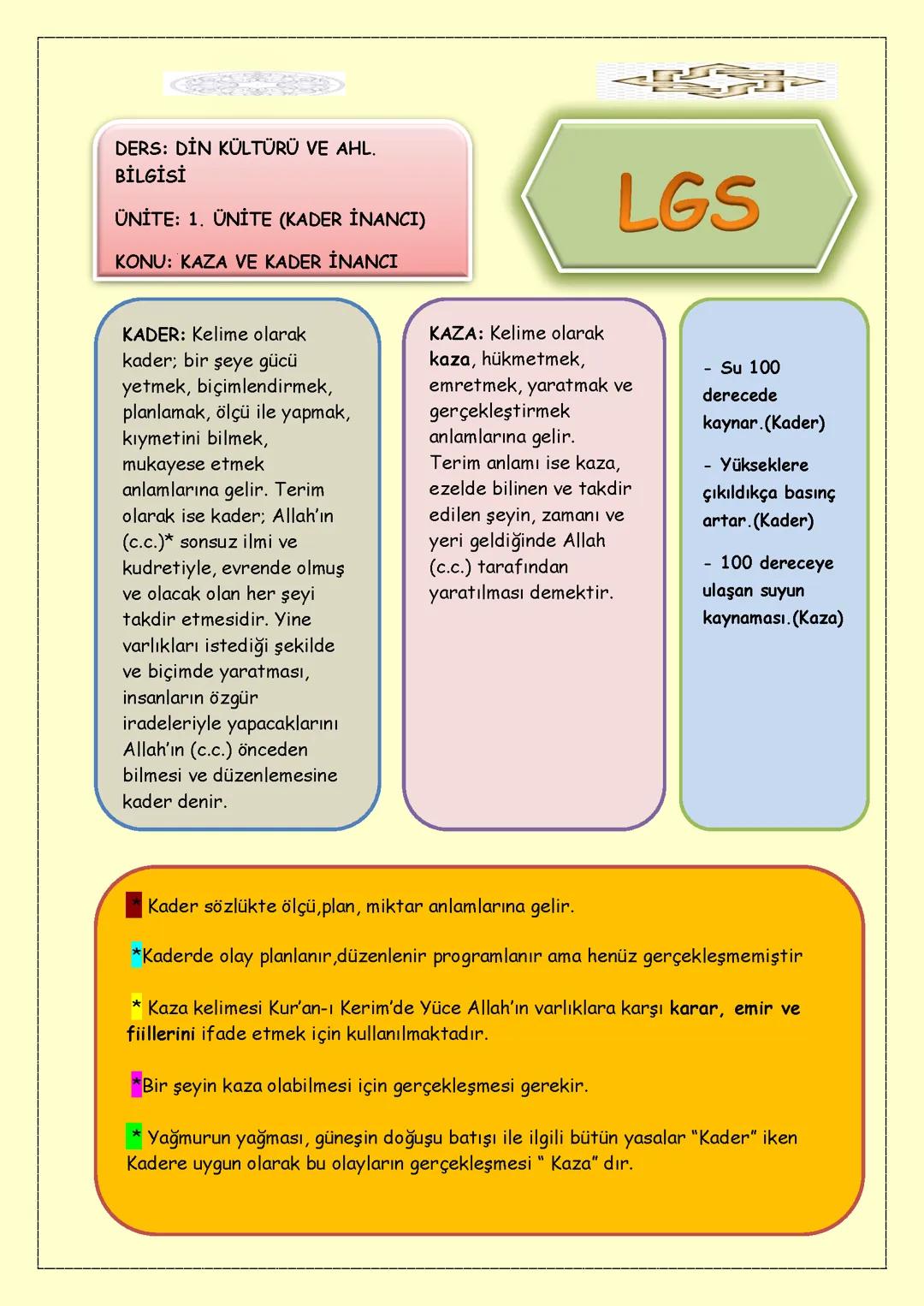 Din kültürü konu tekrarı