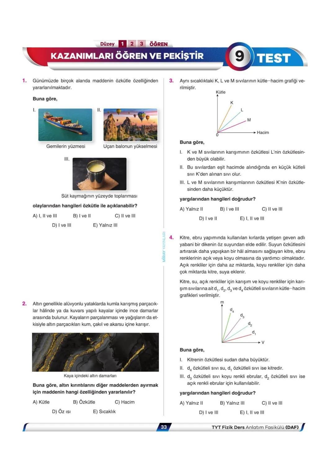 # Madde ve Özkütle
ÜNİTE-1
Akışkanlar
## ÖĞRETMENİN NOTU
**Adezyon-Kohezyon İlişkisi ve Islatma Şartı**
- Adezyon arkadaş, kohezyon kardeş