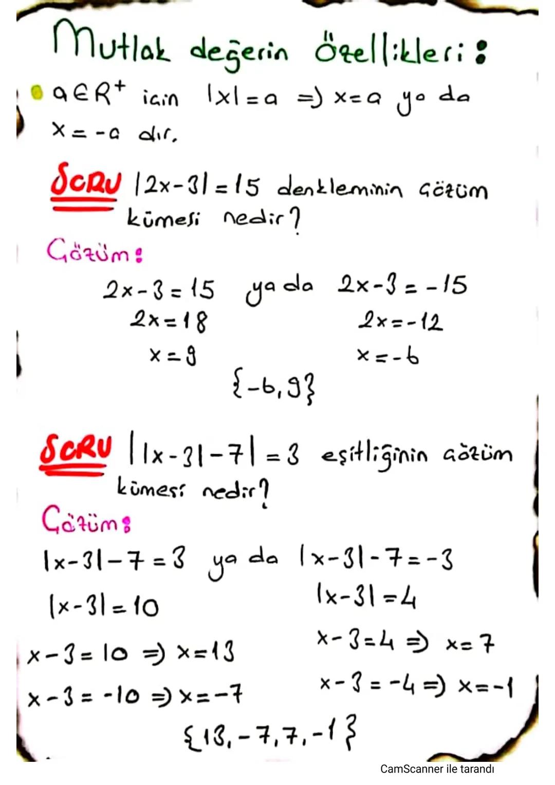 # MUTLAK
# DEĞER
# BU NOTLARLA
# YAPAMAYAN
# KALMAYACAK
CamScanner ile tarandı # Eğer değişkenlerin işaretleri belli değilse $\left|x\righ