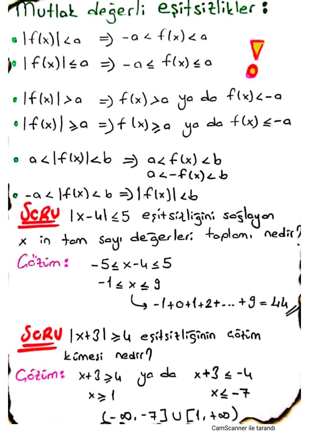 # MUTLAK
# DEĞER
# BU NOTLARLA
# YAPAMAYAN
# KALMAYACAK
CamScanner ile tarandı # Eğer değişkenlerin işaretleri belli değilse $\left|x\righ