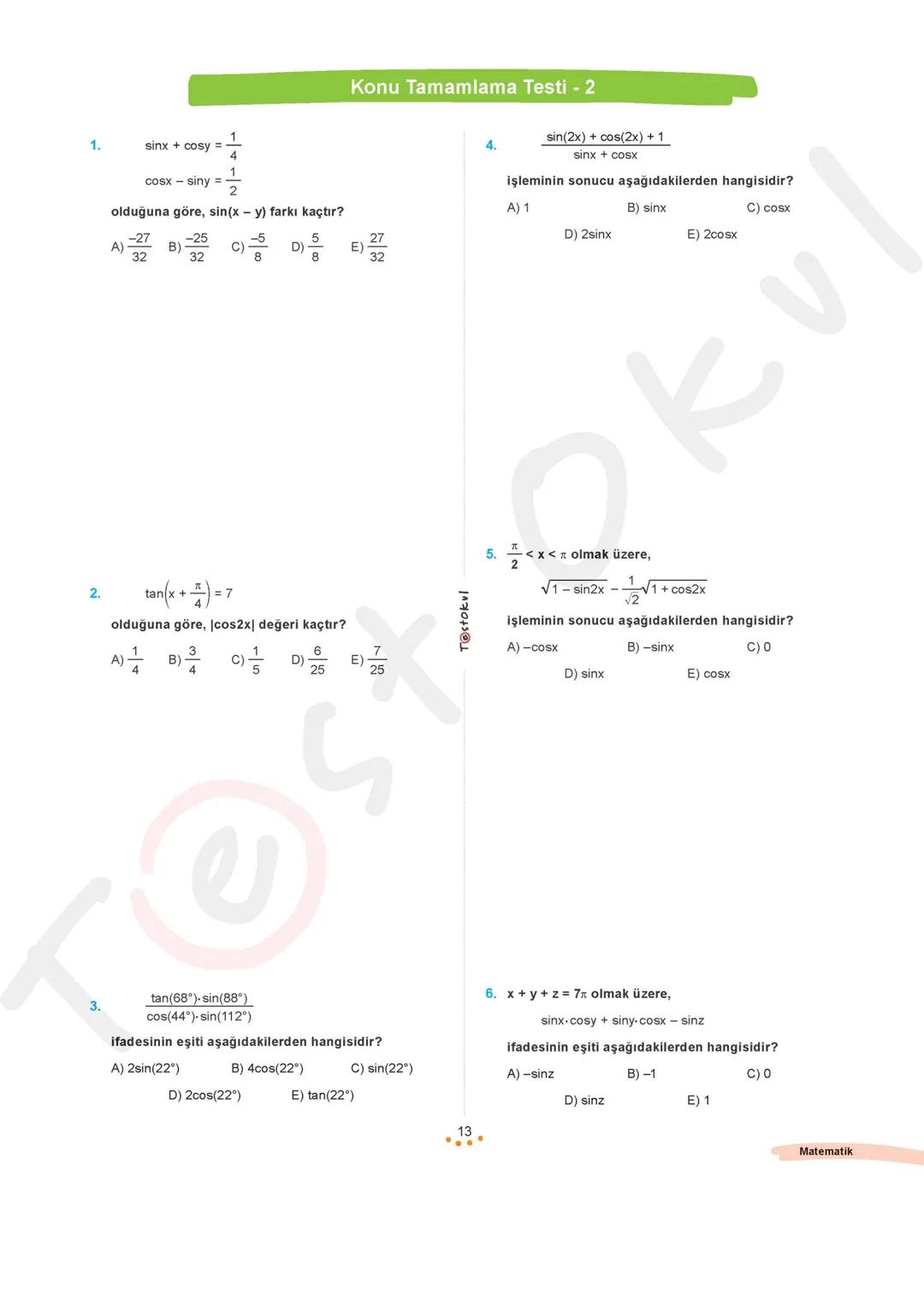oh
$
✓✓
$
Abh
$
X-y²=
$
b+a
$
X=
$
(a+3+y)
$
6+y
$
21
$
X+2
$
Z+X
$
+48
$
MATEMATİK
#FasikülAnlatımRehberiX
2
Fasikül
TRIGONOMETRİ - 2
Bu fa