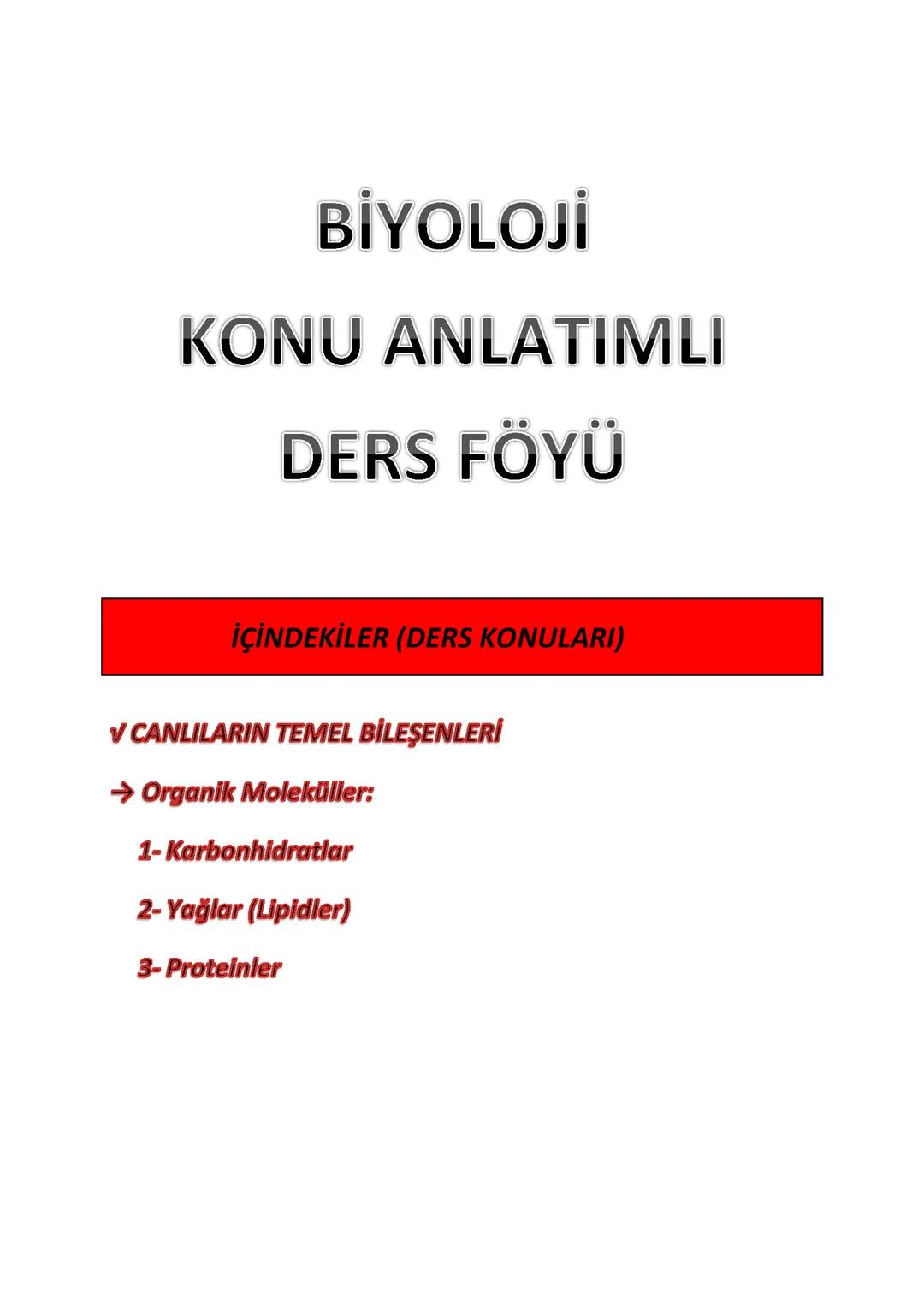 Biyoloji canlıların temel bileşenleri