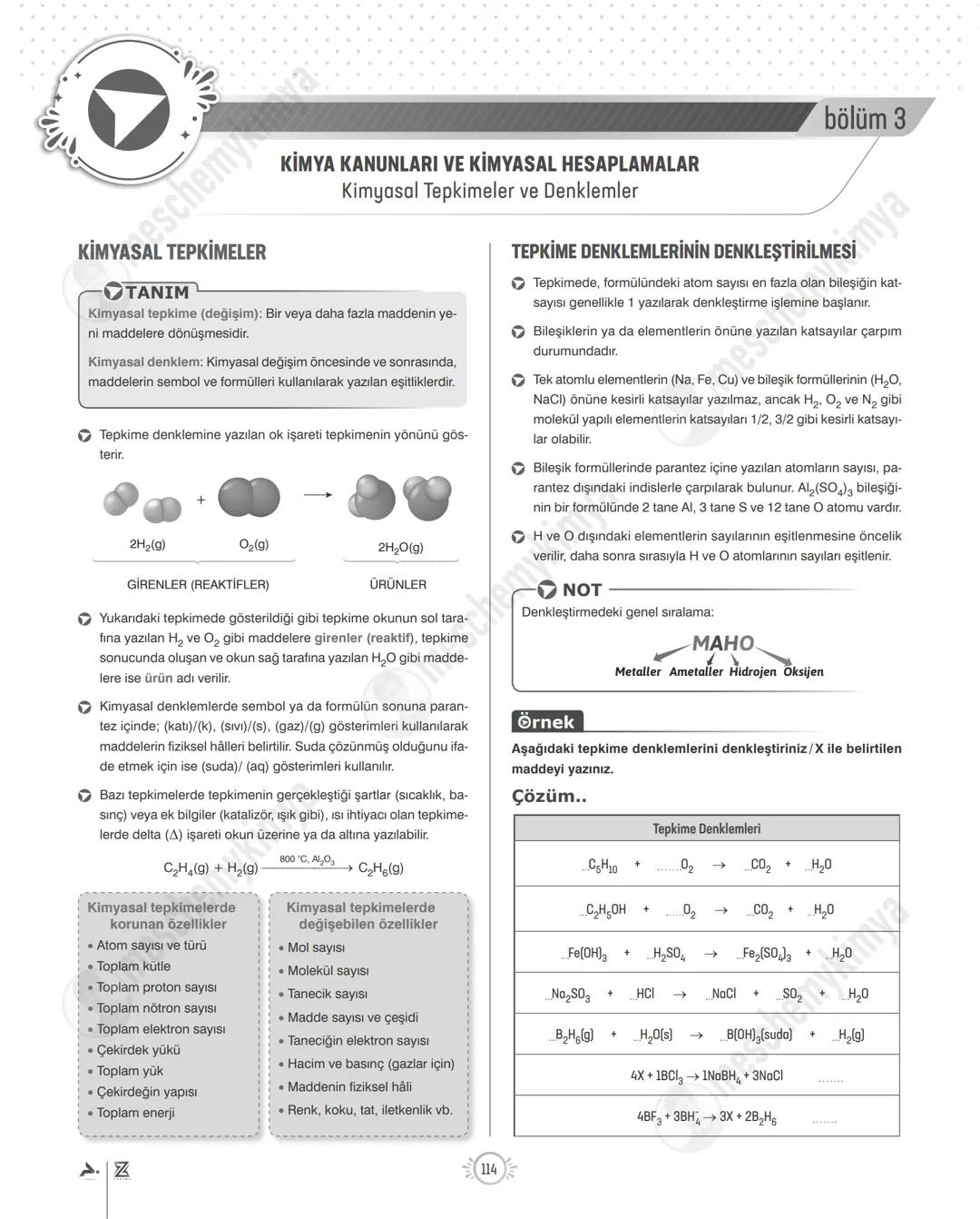 10.sınıf kimya kimyasal hesaplamalar ders notları