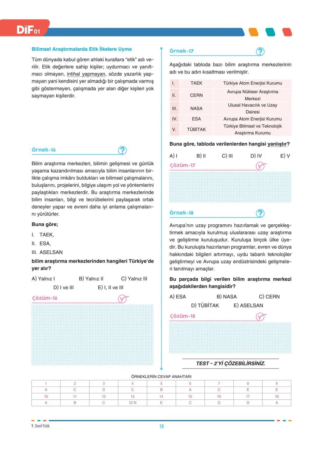 DIF
FİZİK
FÖY
01
FİZİK BİLİMİNE GİRİŞ
9.1.1.1. Evrendeki olayların anlaşılmasında fizik biliminin önemini açıklar.
9.1.2.1. Fiziğin uygul