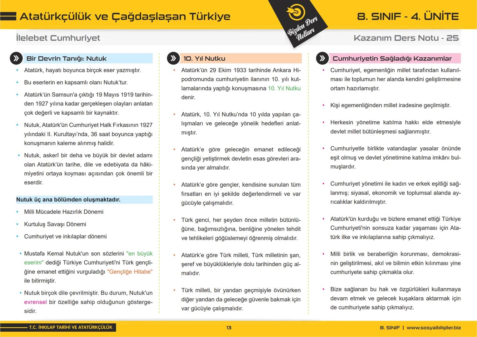 8.SINIF
1, 2, 3, 4, 5 ve
6.ÜNİTE
DERS NOTLARI
sosyalbilgiler.biz
Şeyhmus Yüce # 8.SINIF
# I.ÜNİTE
# DERS NOTLARI
sosyalbilgiler.biz