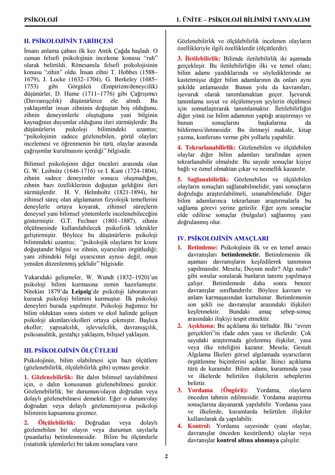 PSİKOLOJİ
Not: Bu üniteden, 1982-2011 arası gerçekleşen ÖSS
sınavlarında toplam 32 soru sorulmuştur.
I. PSİKOLOJİYE GİRİŞ
A. PSİKOLOJİNİN