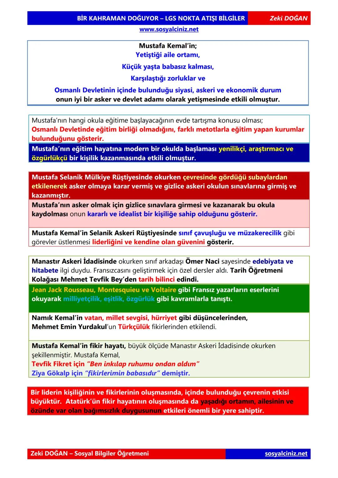 # BİR KAHRAMAN DOĞUYOR - LGS NOKTA ATIŞI BİLGİLER
www.sosyalciniz.net
Zeki DOĞAN
Ortaçağ'da Avrupa, Katolik Kilisesinin ve skolastik düşünce