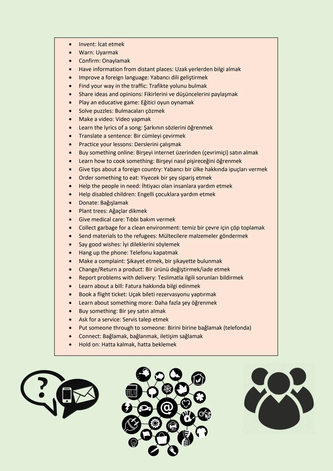 www.ingilizcele.com
Unit 4-ON THE PHONE
VOCABULARY
- Communicate: İletişim kurmak
- Communication: İletişim
- Online communication: Çevri