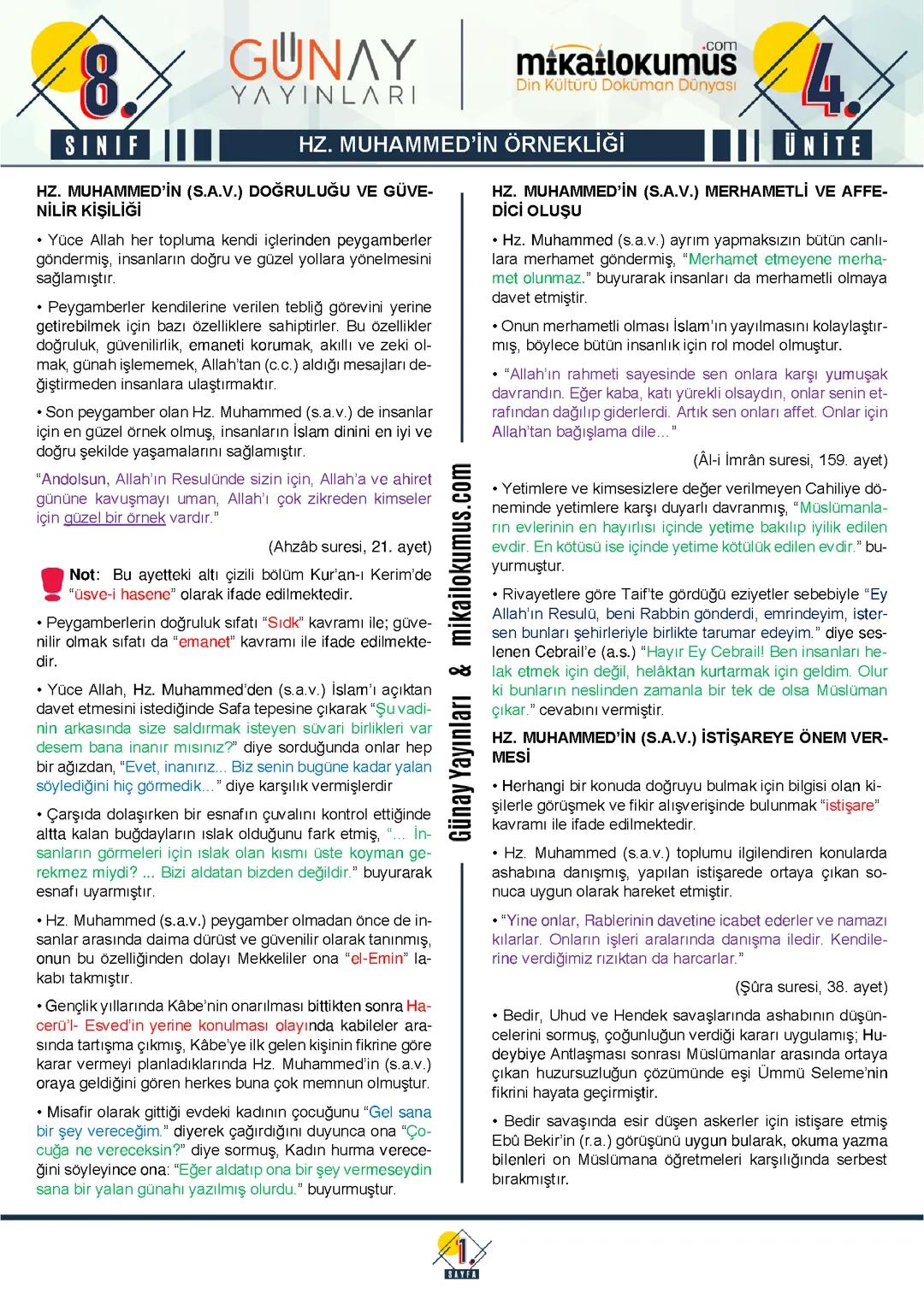 8.sınıf din 4.ünite