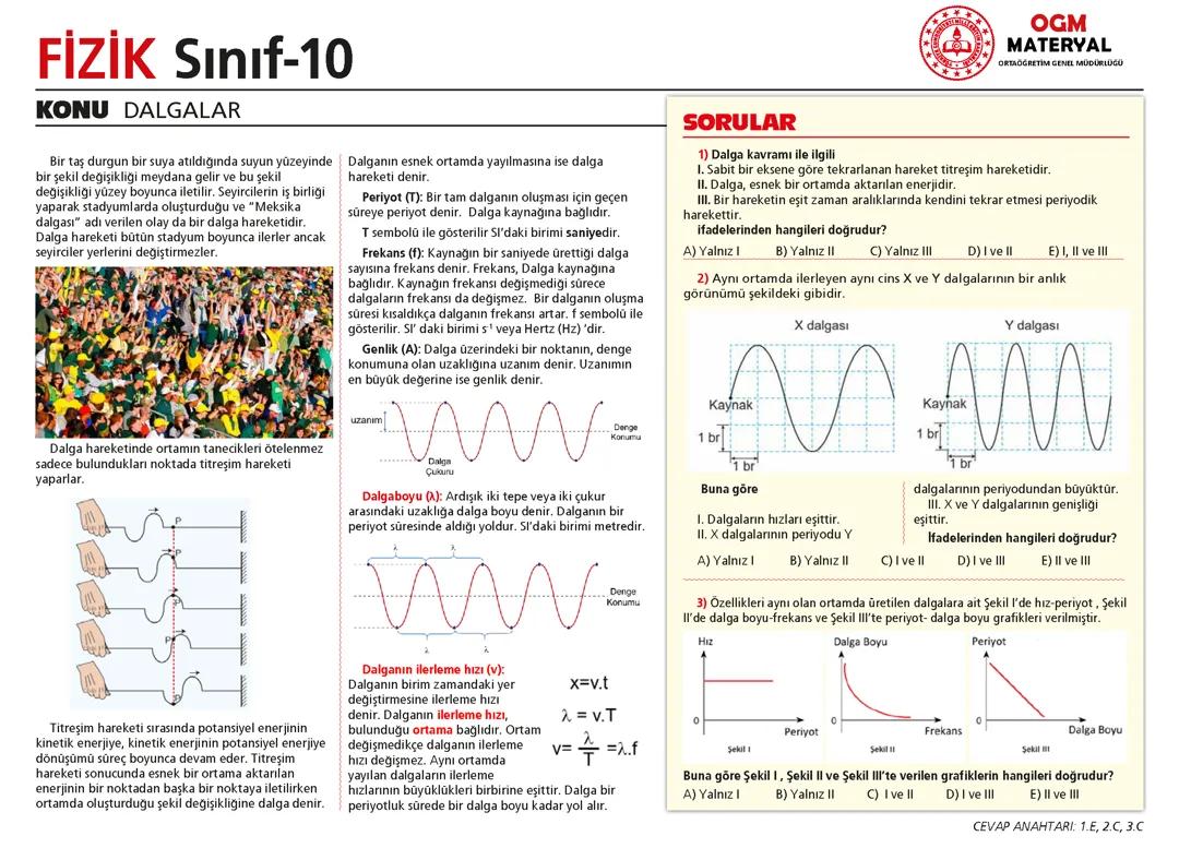 10 sınıf fizik dalgalar