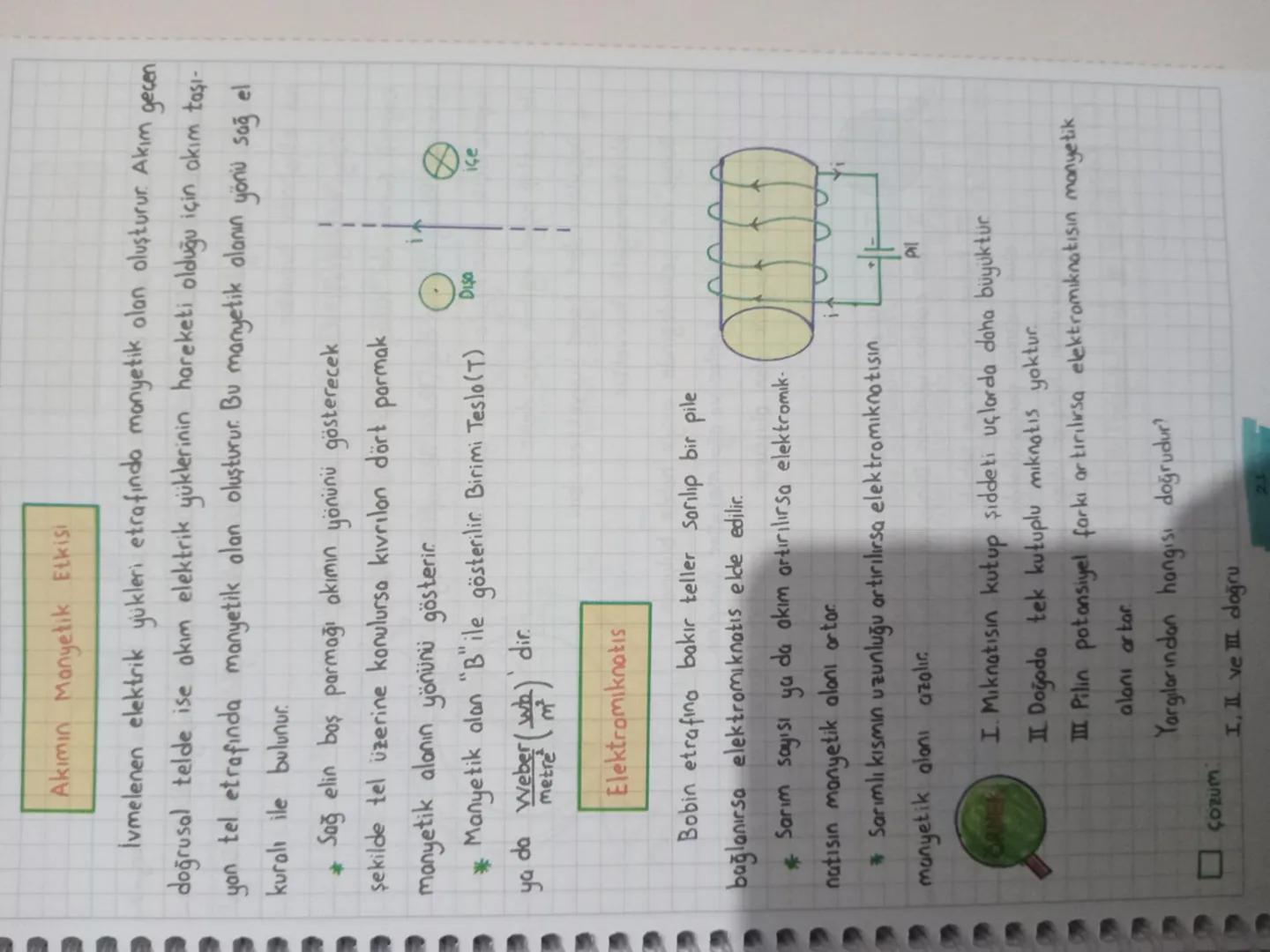FİZİK
1. ÜNİTE ELEKTRİK VE MANYETİZMA
ELEKTRİK AKIMI
Bir iletken telin uçlarına bir ureteç bağlandığında serbest elektronlara
elektriksel ku