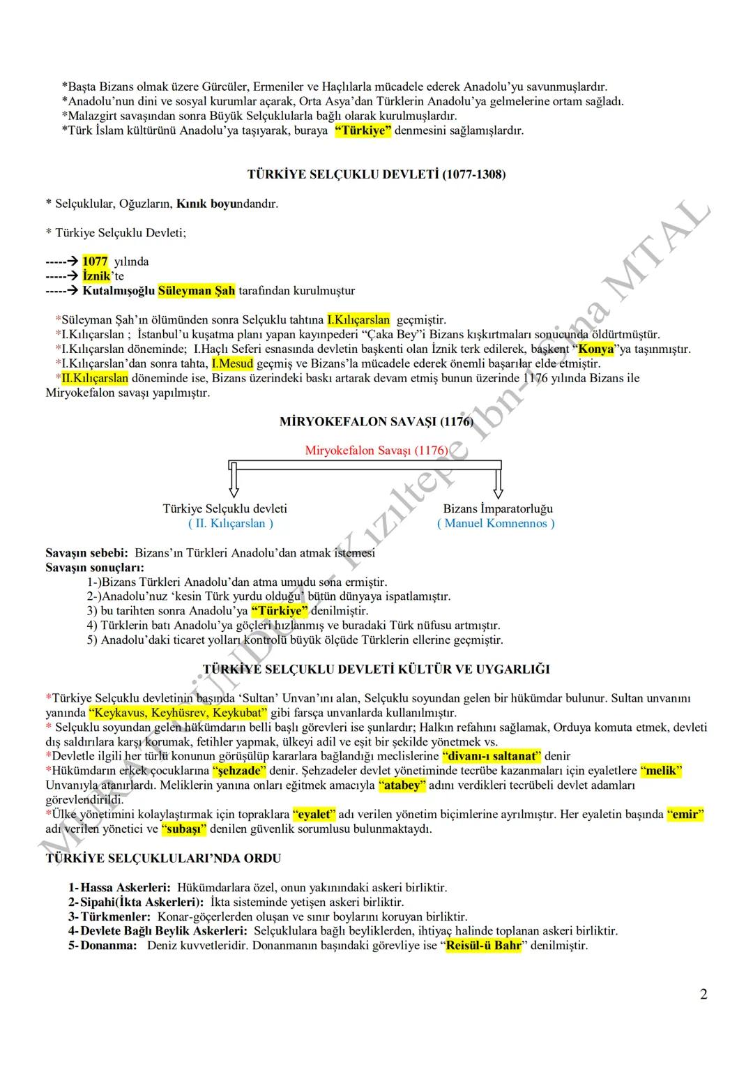 # MARDİN - KIZILTEPE
# İBN-İ SİNA MESLEKİ VE TEKNİK ANADOLU LİSESİ
# TARİH-10 DERSİ NOTLARI
## MURAT GÜNDÜZ
2019-2020
* Türklerin orta