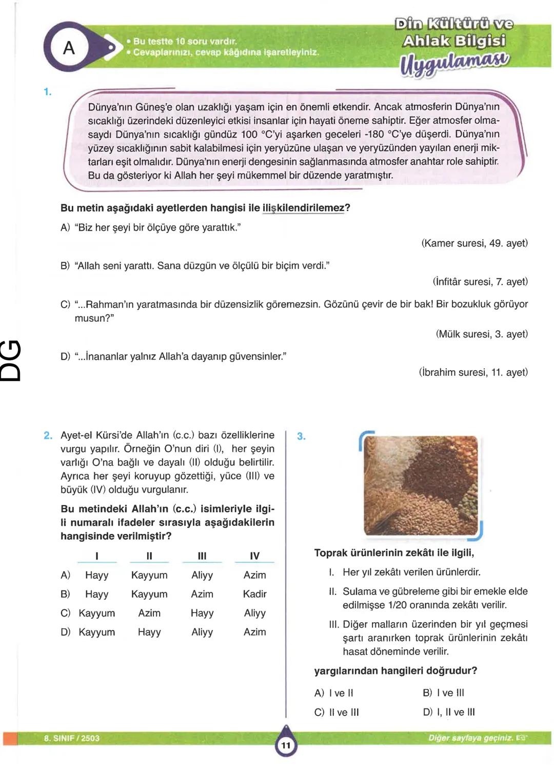 --- OCR Start ---
VIP 8. SINIF
SINIF İÇİ ÖLÇME UYGULAMASI
GÜÇLENDİREN
Uygulama
A-3
SÖZEL
ADI - SOYADI
SINIF / ŞUBE
NUMARA
DERS ADI
SORU SAYI