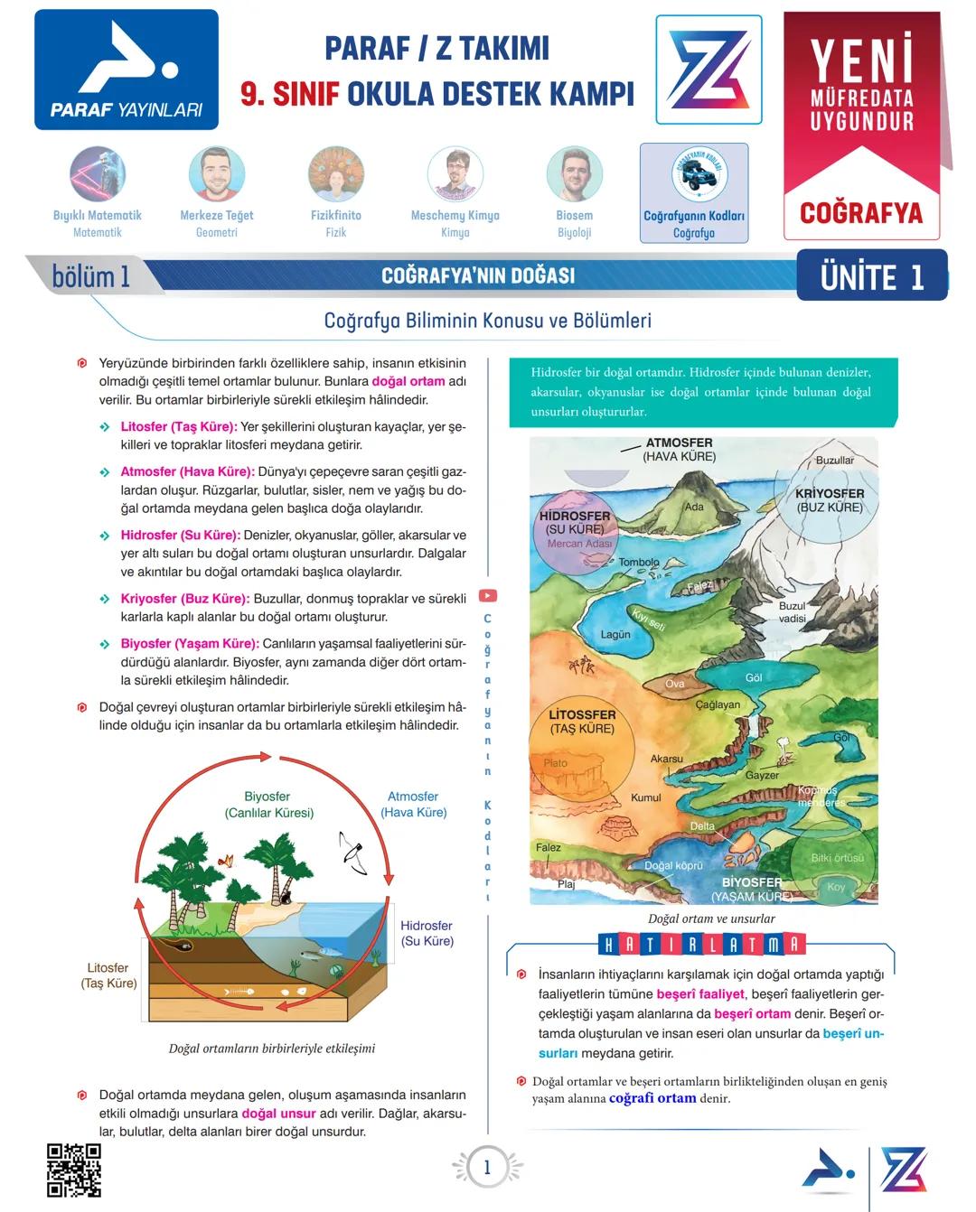 9.sınıf Coğrafya bilimin konusu ve bölümleri