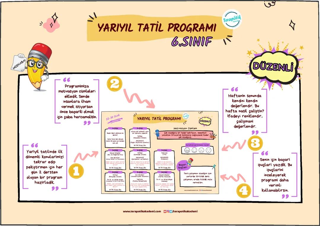 6. Sınıf Yarıyıl Tatili İçin Verimli Ders Çalışma Programı