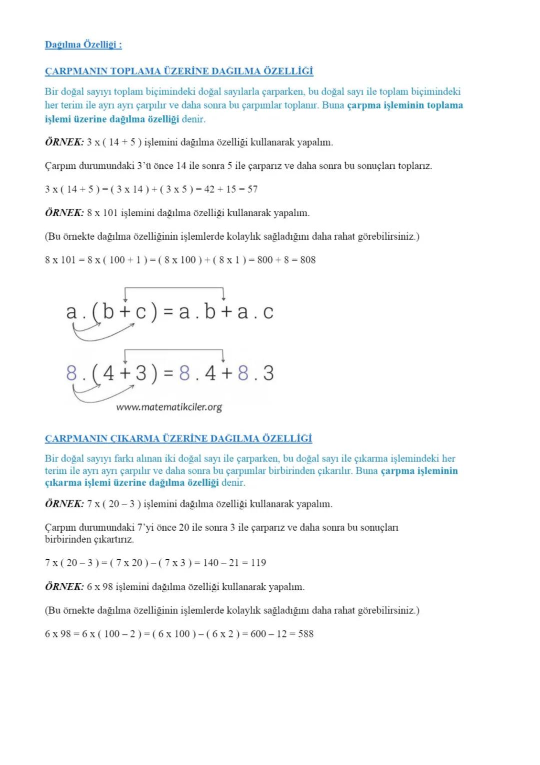 MATEMATİK
6. SINIF DERS NOTLARI
# 1. ÜNİTE KONU ANLATIMLARI
## Doğal Sayılarla İşlemler Konu Anlatımları
### ÜSLÜ İFADELER (ÜSLÜ SAYILAR)