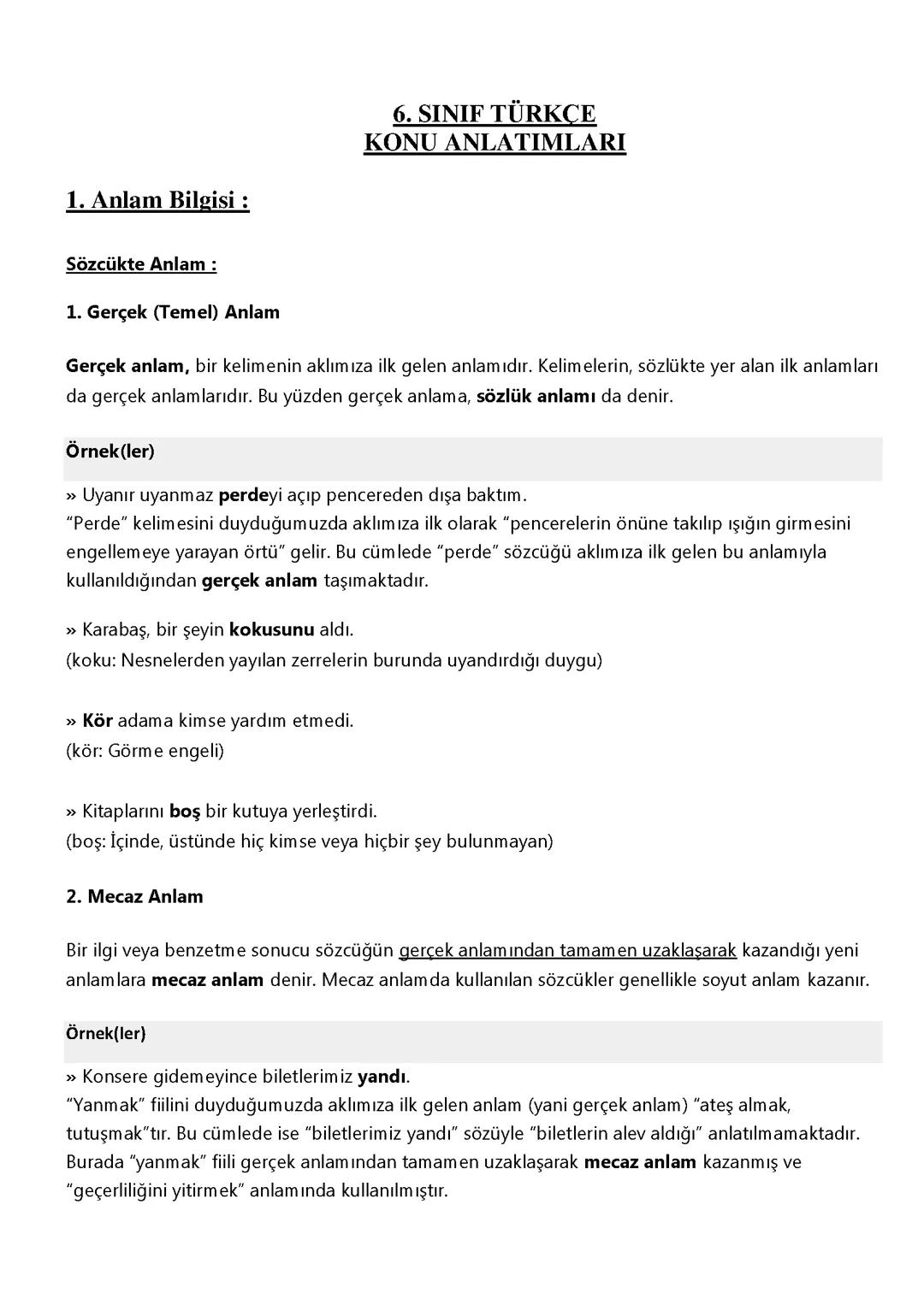 6.Sınıf Türkçe