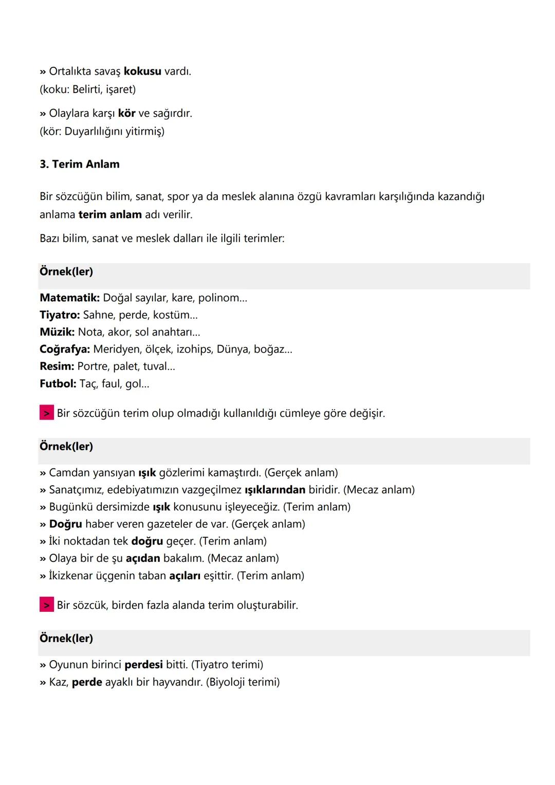 # 6. SINIF TÜRKÇE
KONU ANLATIMLARI
# 1. Anlam Bilgisi :
Sözcükte Anlam :
1. Gerçek (Temel) Anlam
Gerçek anlam, bir kelimenin aklımıza il
