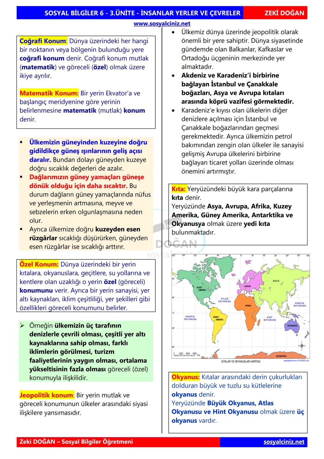 # SOSYAL BİLGİLER 6
# 1.DÖNEM KONU
# ÖZETLERİ
# DERS NOTLARI
## ZEKİ DOĞAN
sosyalciniz.net
Zeki DOĞAN
Sosyal Bilgiler Öğretmeni # SOSYAL