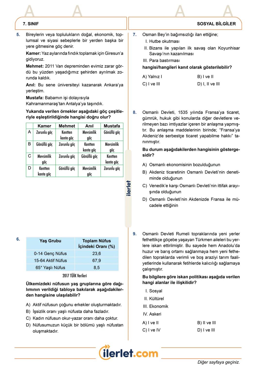 --- OCR Start ---
ilerlet.com
2025
TÜRKİYE GENELİ
BURSLULUK SINAVI
7.
SINIF
SINAVINIZ BİR SONRAKİ SAYFADAN BAŞLAMAKTADIR
SÜRENİZ 60 DAKİKADI