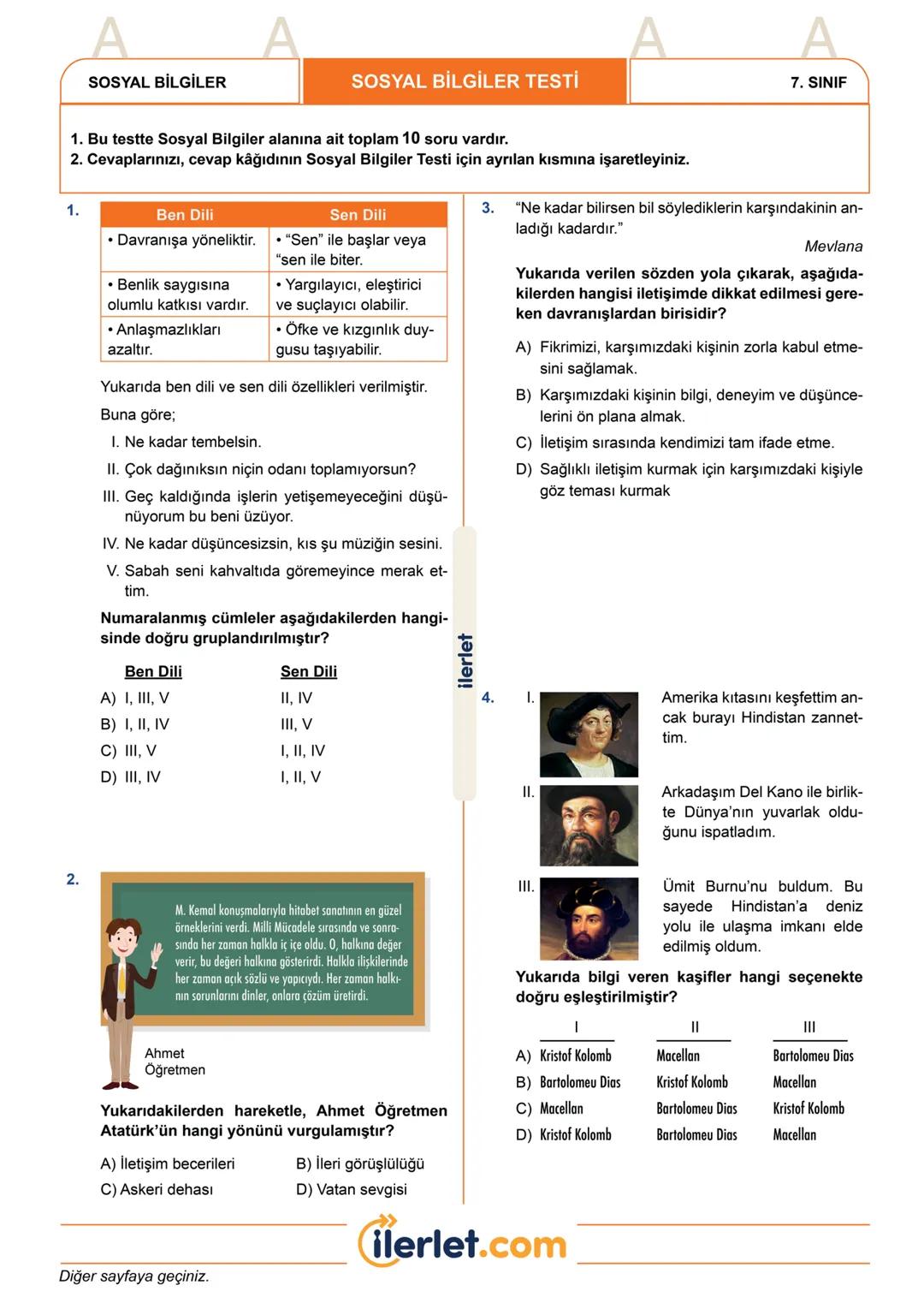 --- OCR Start ---
ilerlet.com
2025
TÜRKİYE GENELİ
BURSLULUK SINAVI
7.
SINIF
SINAVINIZ BİR SONRAKİ SAYFADAN BAŞLAMAKTADIR
SÜRENİZ 60 DAKİKADI