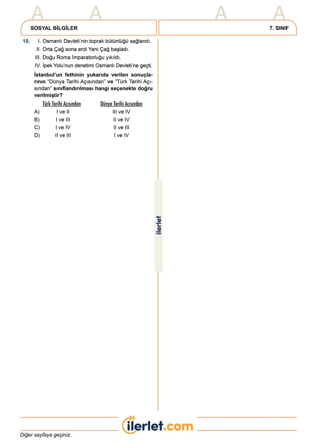 --- OCR Start ---
ilerlet.com
2025
TÜRKİYE GENELİ
BURSLULUK SINAVI
7.
SINIF
SINAVINIZ BİR SONRAKİ SAYFADAN BAŞLAMAKTADIR
SÜRENİZ 60 DAKİKADI