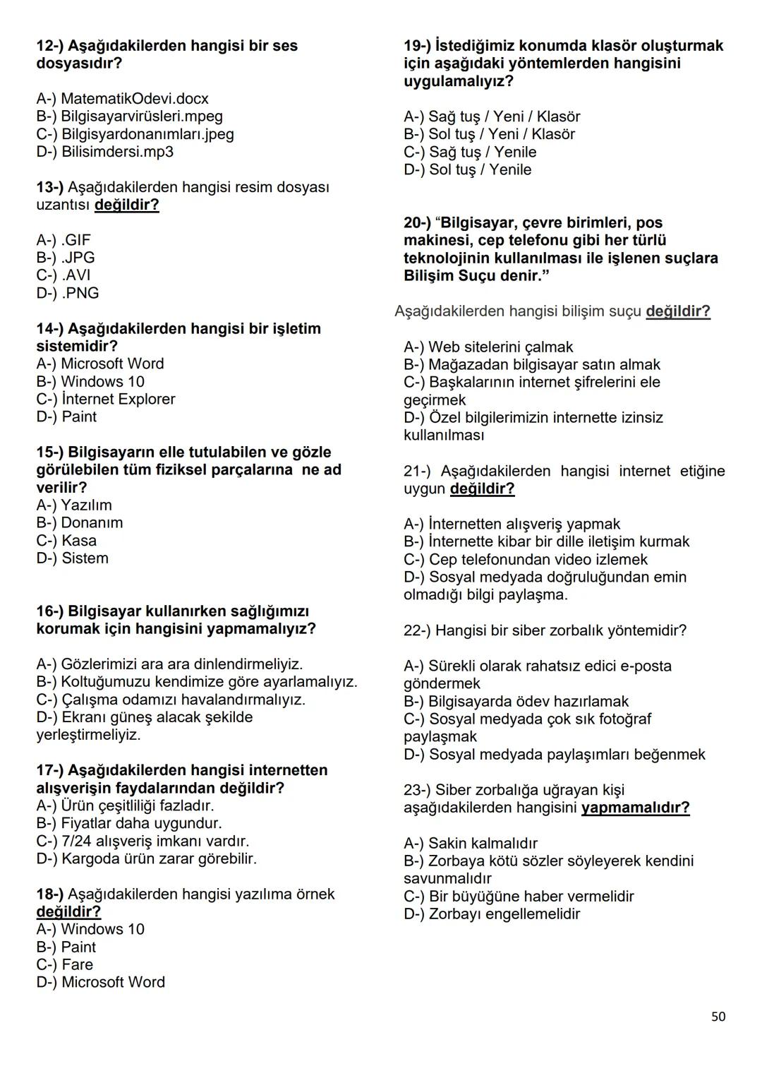 6.Sınıf
Bilişim Teknolojileri ve Yazılım Dersi Notları
1.Dönem
1 6.1.1 - BİLİŞİM İLE DEĞİŞİM
A. TEKNOLOJİK BEN!
182
SAĞLIK
BANKACILIK V