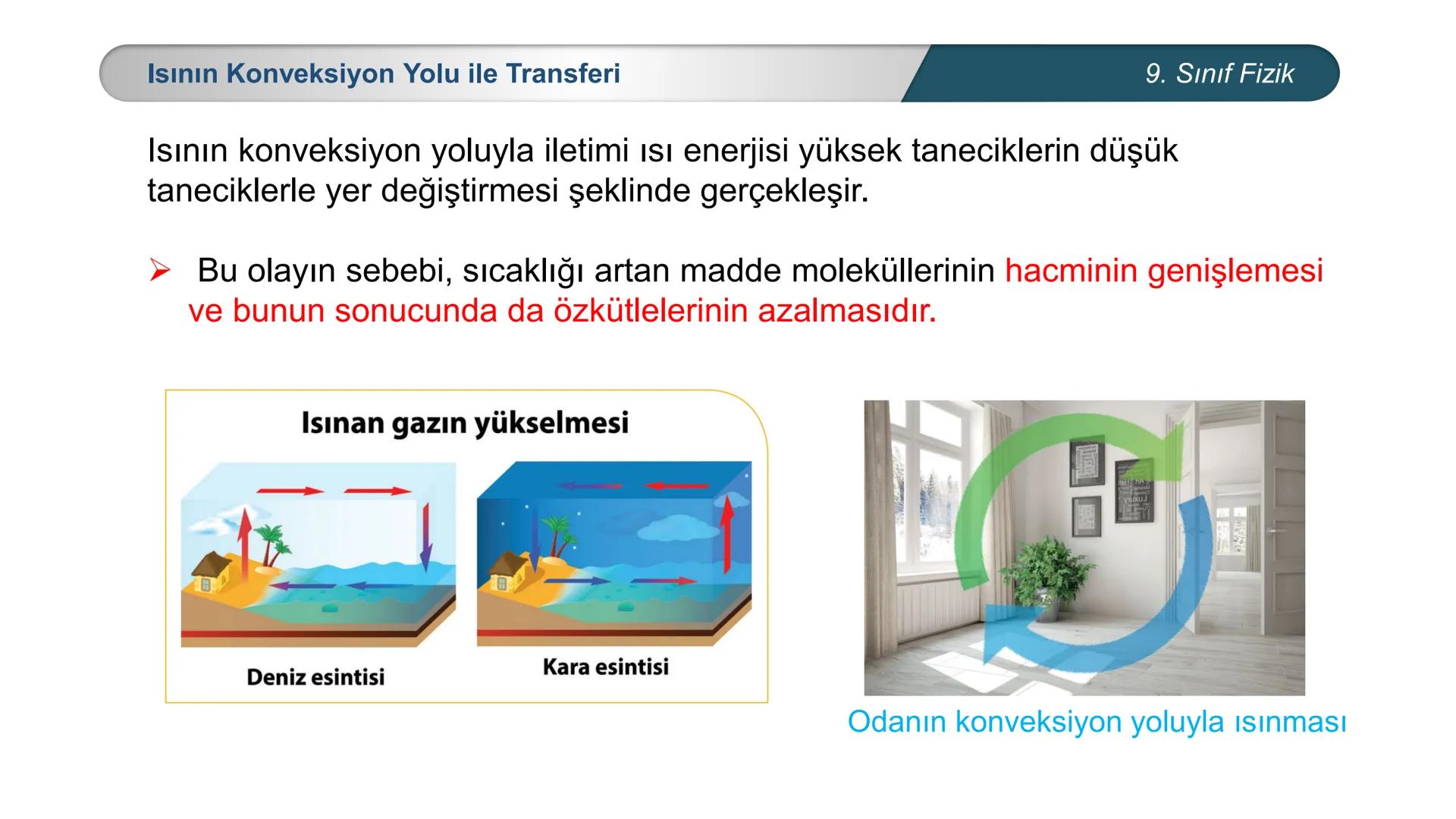 *
*
+M BAKANLIĞI
ETİ MİLLİ EĞİTİ
DO
*
TÜRKİYE CUMHURİYE
FİZİK
9. SINIF
ISI VE SICAKLIK
Enerji İletim Yolları ve Enerji İletim Hızı ## 9. Sın