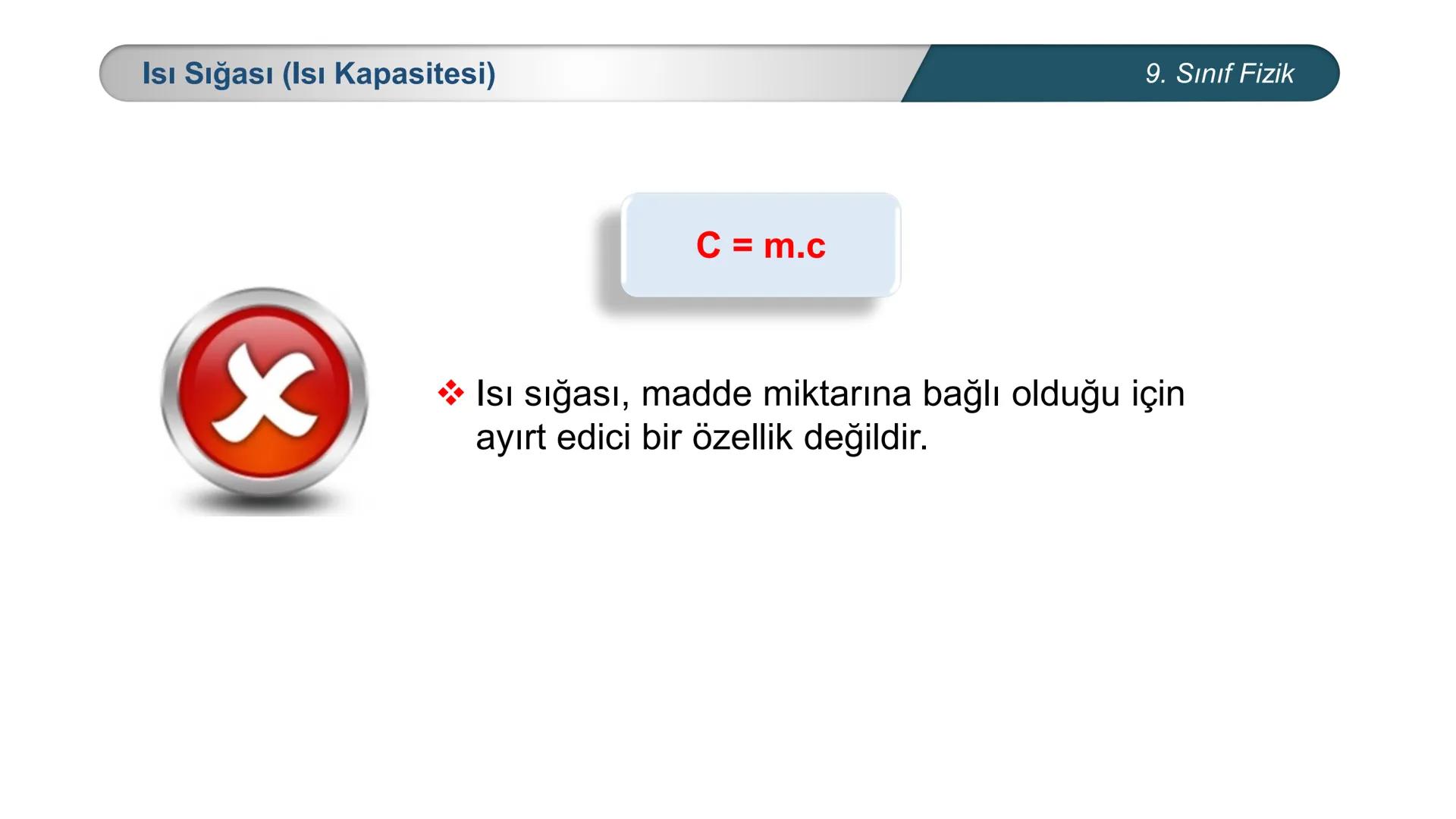 --- OCR Start ---
**
*
*
*TÜRKİYE CUMHURİYE
DO
IM BAKANLIĞI
*
MİLLİ EĞİTİ
*
FİZİK
9. SINIF
ISI VE SICAKLIK
Öz Isı ve Isı Sığası
--- OCR End