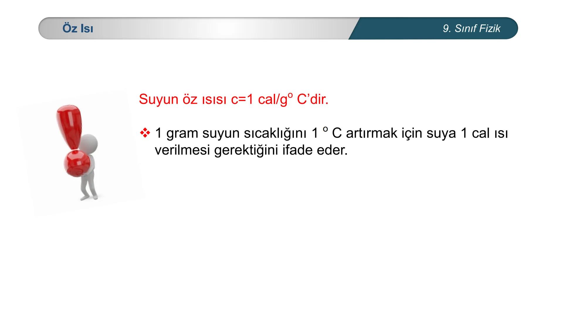 --- OCR Start ---
**
*
*
*TÜRKİYE CUMHURİYE
DO
IM BAKANLIĞI
*
MİLLİ EĞİTİ
*
FİZİK
9. SINIF
ISI VE SICAKLIK
Öz Isı ve Isı Sığası
--- OCR End
