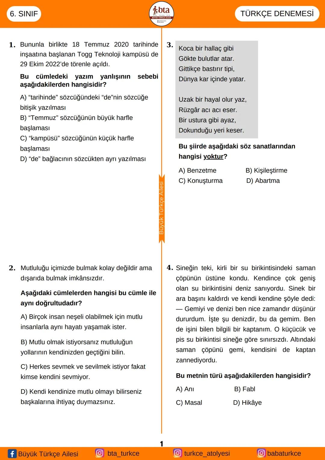 --- OCR Start ---
ADAY BİLGİLERİ;
Adı ve Soyadı:
Sınıfı / Şubesi:
Öğrenci Numarası:
BÜYÜK
TÜRKÇE AİLESİ
6. SINIF
YARIYIL İYİ TATİLLER
DENEME