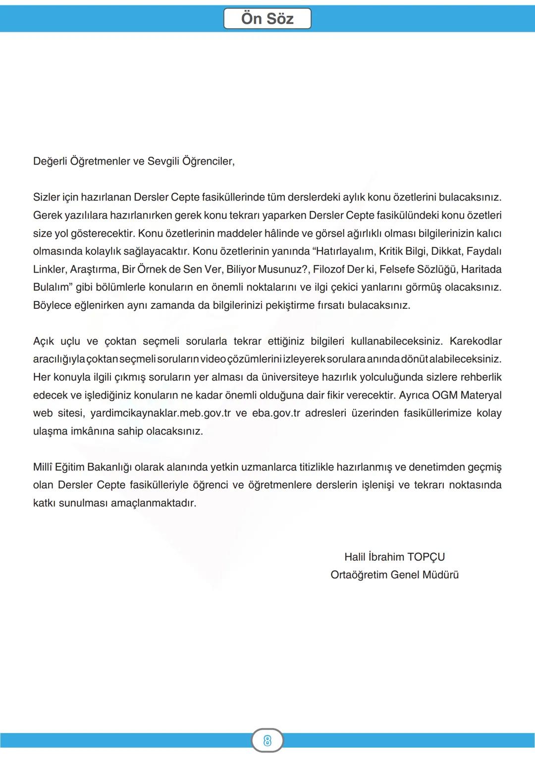 ORTAÖĞRETİM
GENEL MÜDÜRLÜĞÜ
DERSLER
CEPTE
5. SAYI
Konu Özeti
Ders Anlatımı
Sorular
KİMYA 9
ÜNİTE
KİMYASAL TÜRLER ARASI ETKİLEŞİMLER