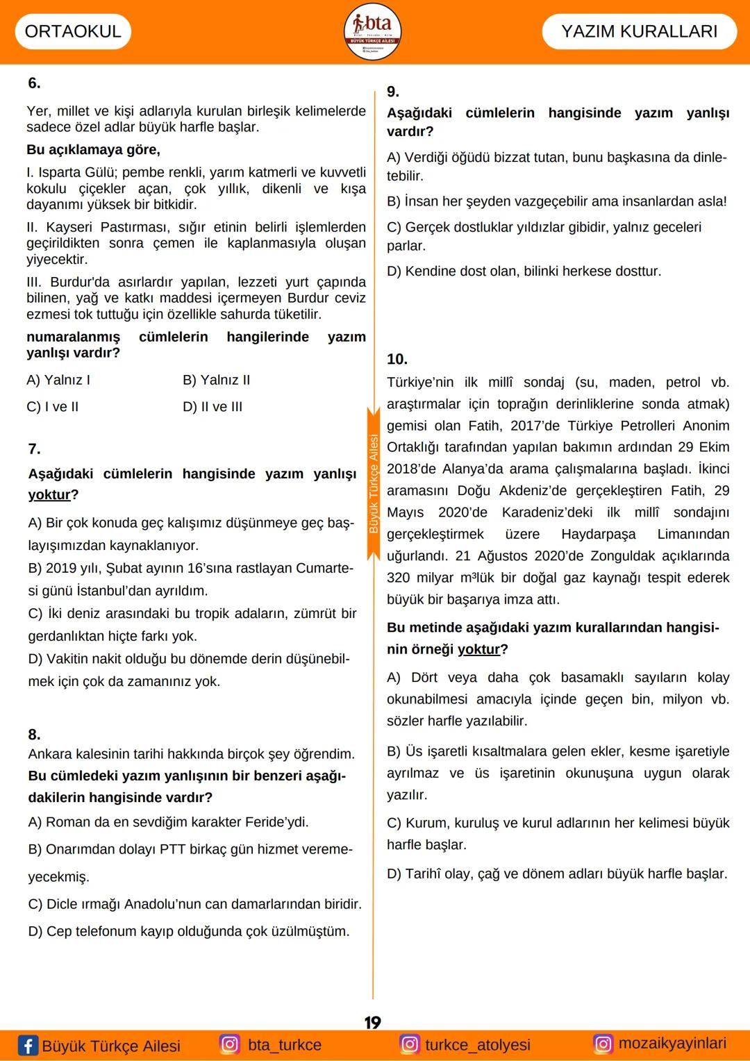 2023-2024
# BÜYÜK TÜRKÇE
AİLESİ
## YAZIM KURALLARI
### FASİKÜLÜ
- Büyük Harflerin Yazımı
- Sayıların Yazımı
- "De" ve "Ki" Bağlaçlarının