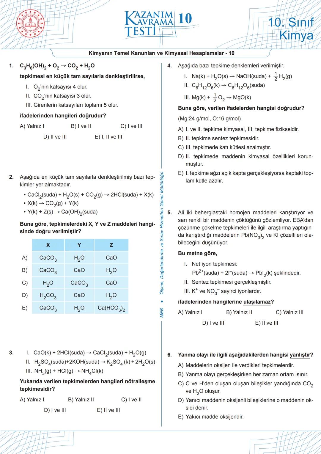 # 1
Aşağıdaki tepkimede, tepkimeye giren ve tepkime sonunda oluşan maddelerin kütleleri verilmiştir.
$C_3H_4$ + $4O_2$ → $3CO_2$ + $2H_2O