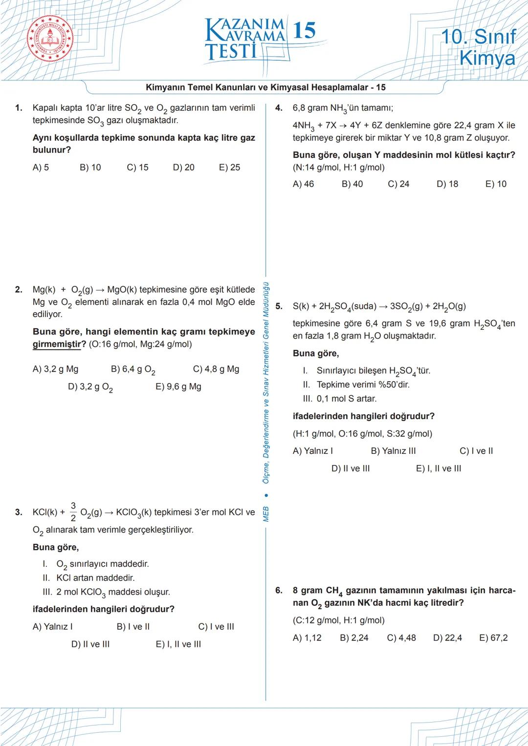 # 1
Aşağıdaki tepkimede, tepkimeye giren ve tepkime sonunda oluşan maddelerin kütleleri verilmiştir.
$C_3H_4$ + $4O_2$ → $3CO_2$ + $2H_2O