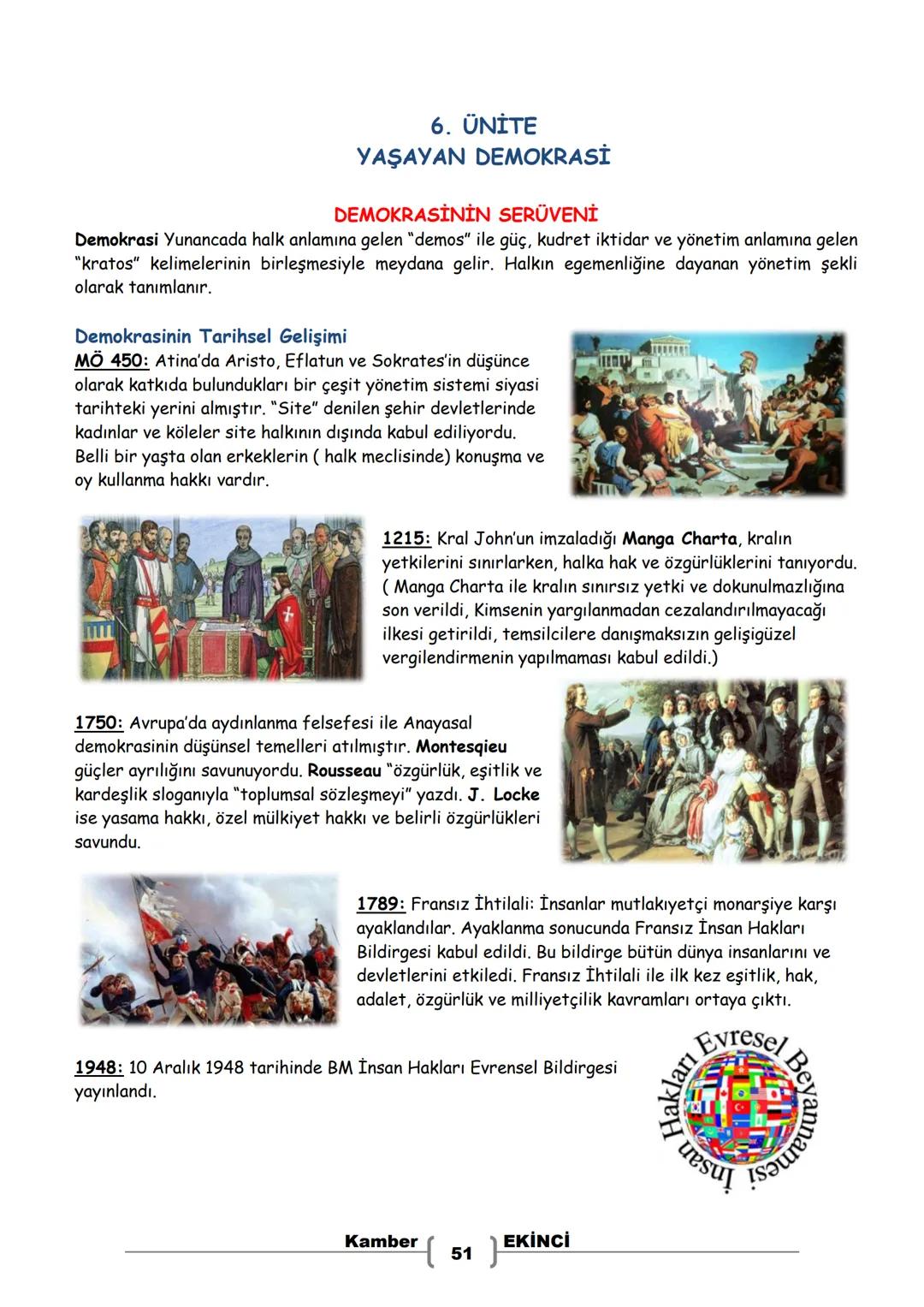 # 7. SINIF
# SOSYAL BİLGİLER
# DERS NOTLARI
Kamber EKİNCI
Sosyal Bilgiler Öğretmeni Bu Ders Notu MEB Ders Kitapları ve EBA İnternet Sitesin