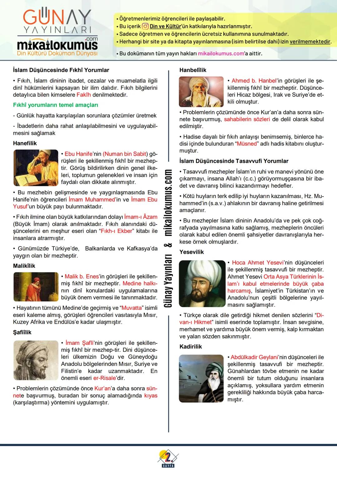 7.
SINIF
GUNAY
ΥΛΥΙΝLARI
.com
mikailokumus
Din Kültürü Doküman Dünyası
İSLAM DÜŞÜNCESİNDE YORUMLAR
5.
UNITE
DİN ANLAYIŞINDAKİ YORUM FARKLILI