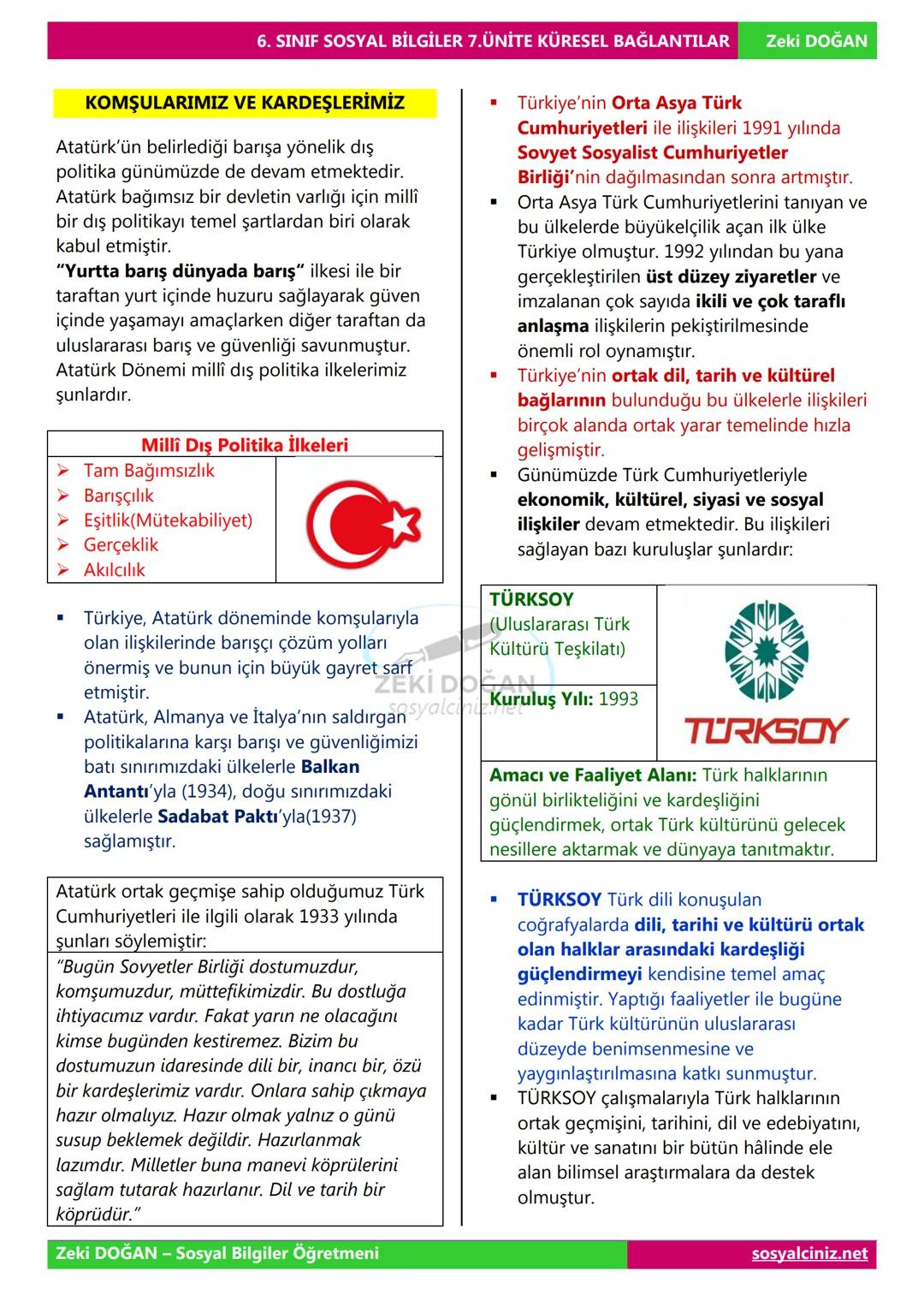 SOSYAL BİLGİLER 6
DERS NOTLARI
KONU ÖZETLERİ
Zeki DOGAN
00
Sosyal Bilgiler Öğretmeni
www.sosyalciniz.net
ZEKİ DOĞAN
sosyalciniz.net # SOS