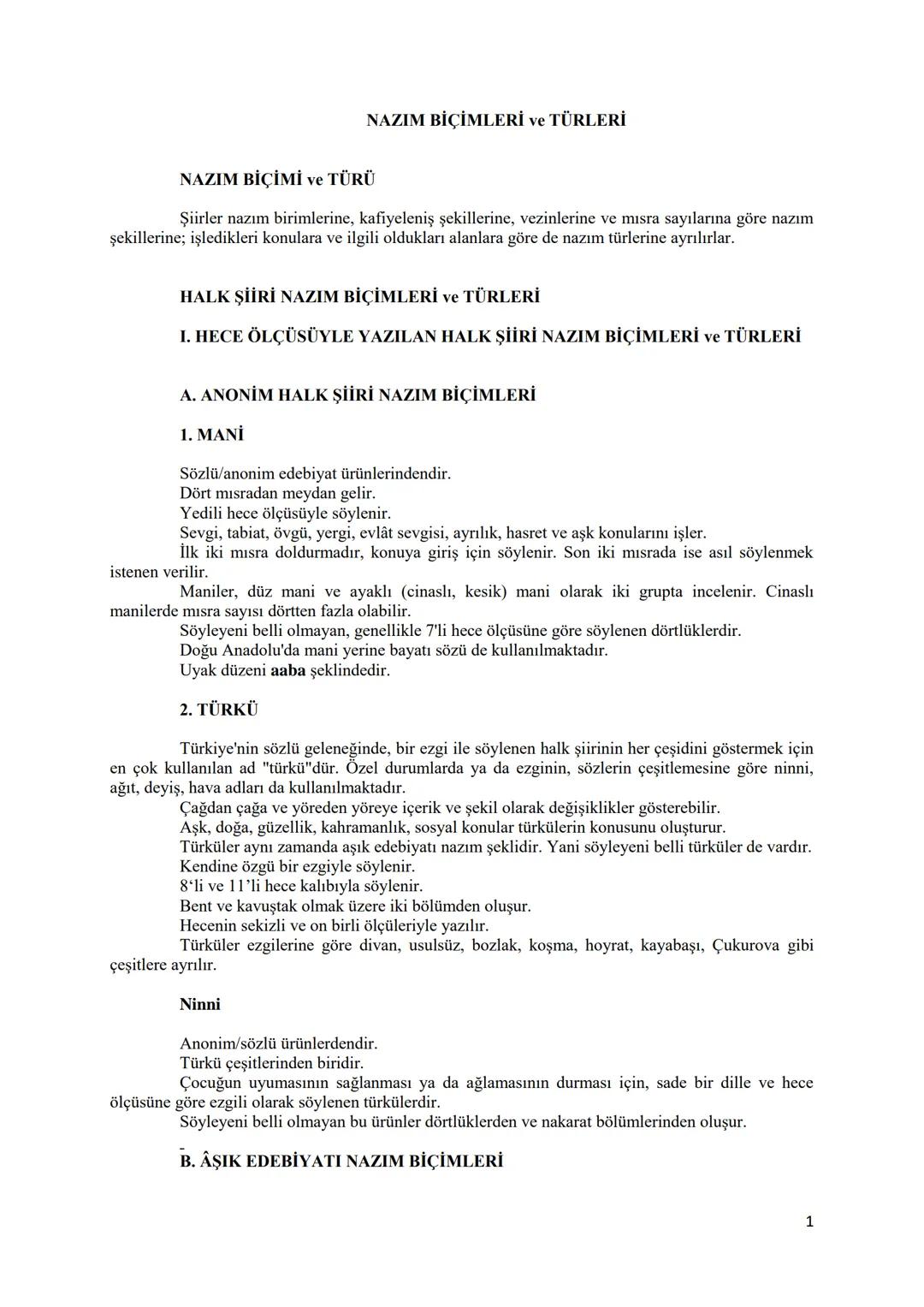 # NAZIM BİÇİMLERİ ve TÜRLERİ
# NAZIM BİÇİMİ ve TÜRÜ
Şiirler nazım birimlerine, kafiyeleniş şekillerine, vezinlerine ve mısra sayılarına gö