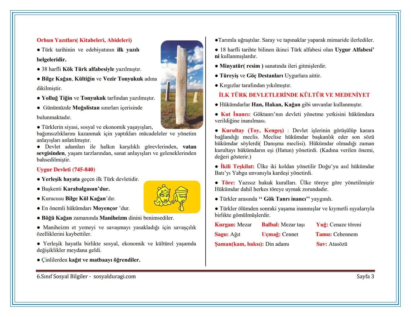 II. ÜNİTE: KÜLTÜR VE MİRAS DERS NOTLARI
TÜRKLERİN ANAYURDU ORTA ASYA
Ural Dağları
Aral Gölü
Hazar
Denizi
İran
Arabistan
Sibirya
Altay Dağlar