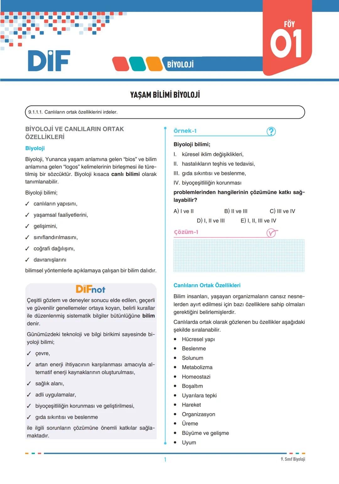 Canlıların ortak özellikleri