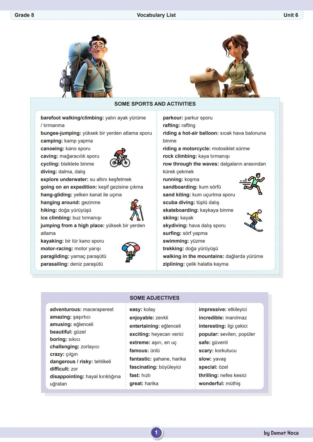 İngilizce 8 sınıf kelimer