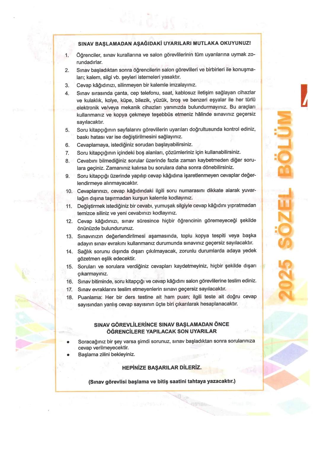 # 2025 SÖZEL BÖLÜM
SİNAN KUZUCU
YAYINLARI
SİNAN KUZUCU YAYINLARI
ÖLÇME, DEĞERLENDİRME VE SINAV HİZMETLERİ BİRİMİ
SINAVLA ÖĞRENCİ ALACAK
O