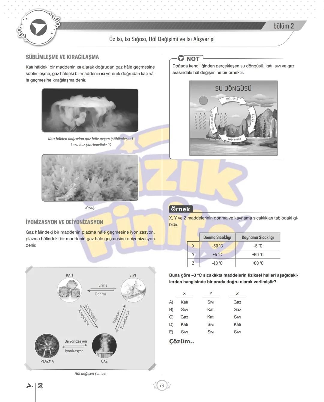 # bölüm 2
Öz Isı, Isı Sığası, Hal Değişimi ve Isı Alışverişi
# örnek
Isı hızı sabit olan ocaklarla ayrı ayrı ısıtılan, kütleleri sırasıyla