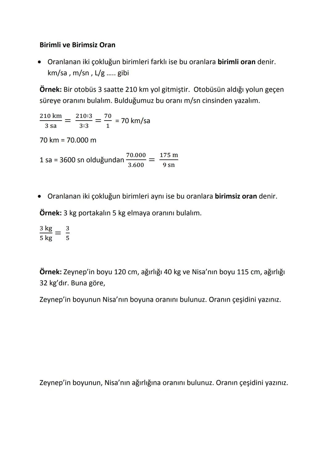 # Oran
İki çokluğun ölçülerinin birbirine bölünerek karşılaştırılmasına oran denir. a
sayısının b sayısına oranı $\frac{a}{b}$, a: b veya a