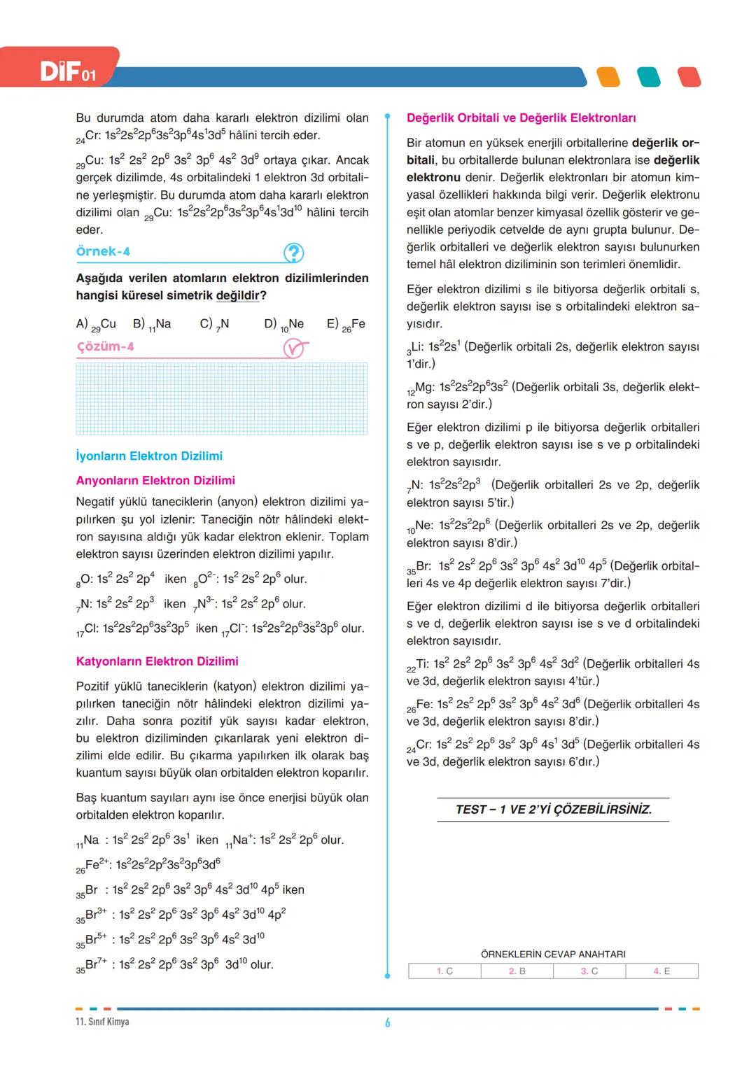 --- OCR Start ---
DIF
KİMYA
FÖY
01
11.1.1.1. Atomu kuantum model ile açıklar.
MODERN ATOM TEORİSİ
11.1.2.1. Nötr atomların elektron diziliml